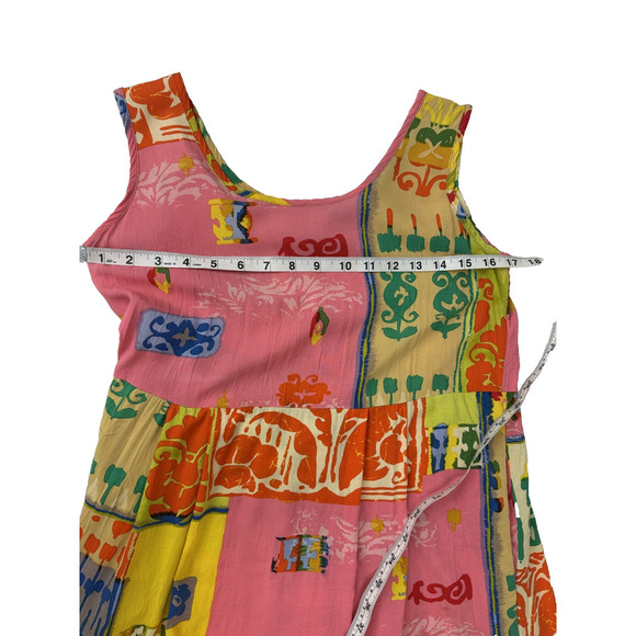 Vintage Twee Jam's World Abstract Colorful Floral Print Maxi Dress Aloha Small - Picture 2 of 8